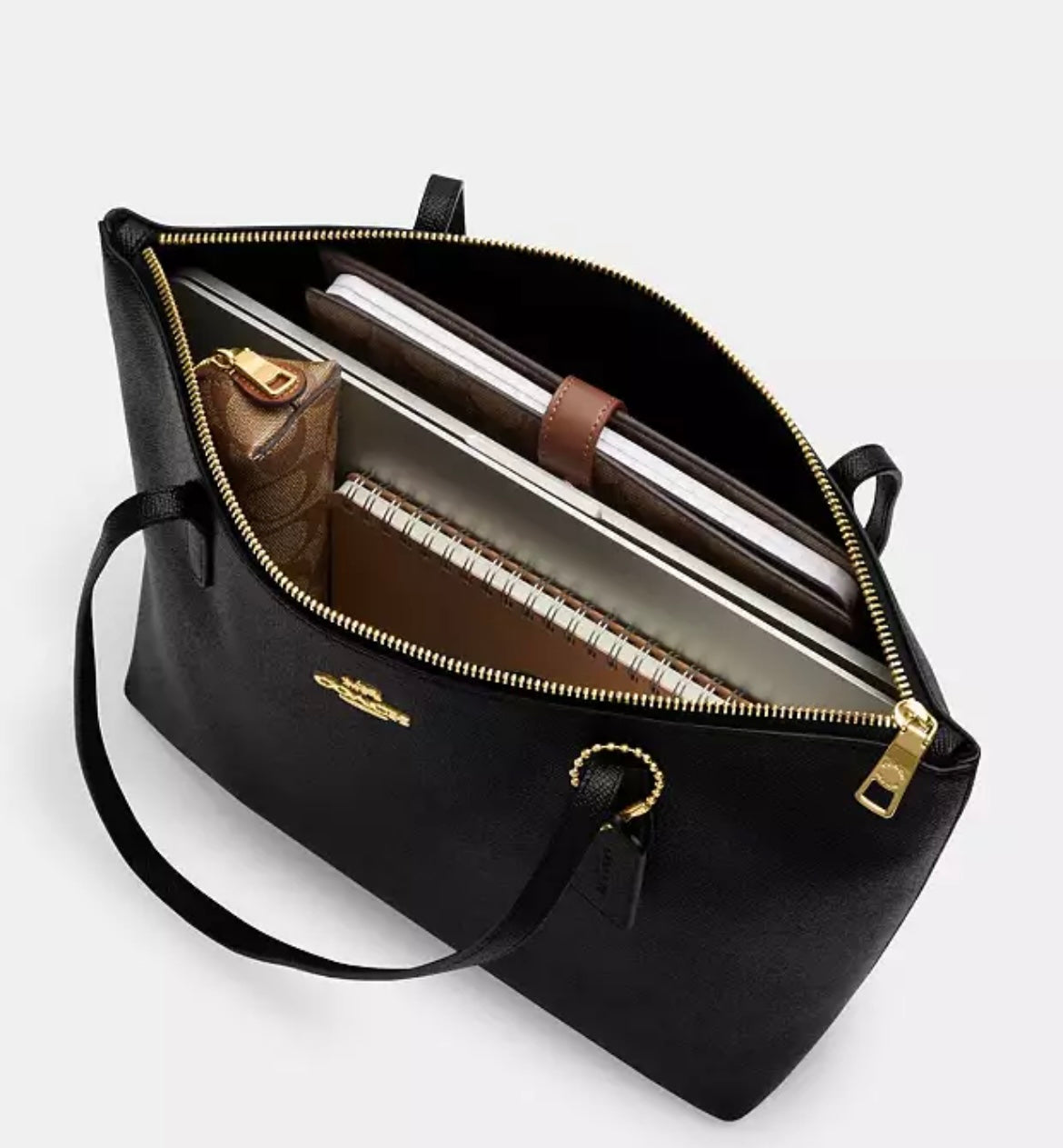 Coach Zip Top Tote Bag In Signature Canvas