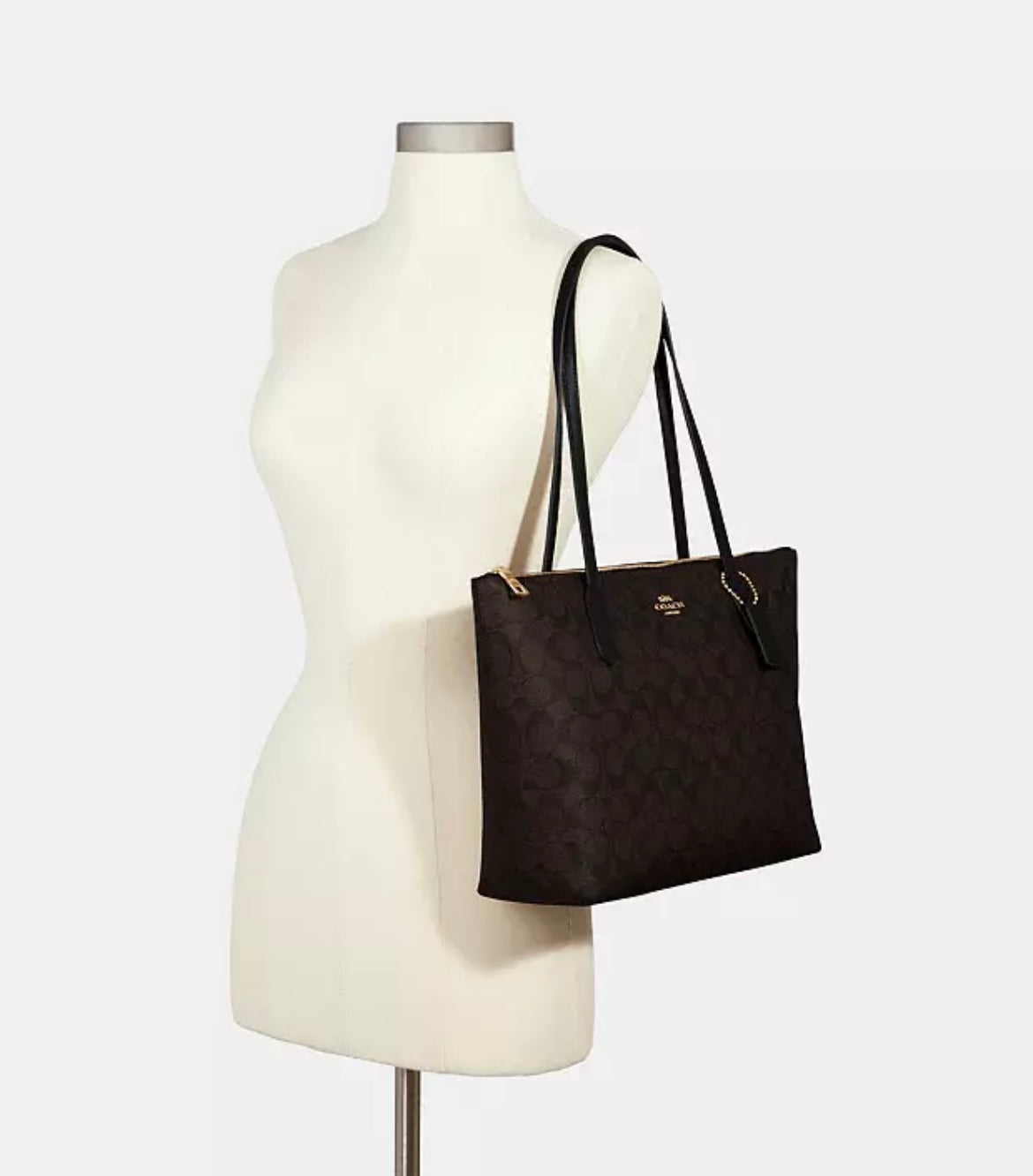 Coach Zip Top Tote Bag In Signature Canvas