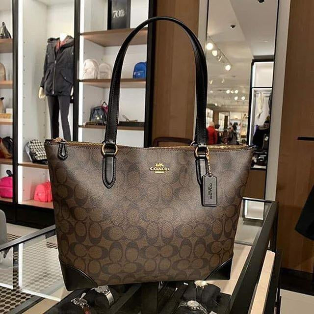 Coach Zip Top Tote Bag In Signature Canvas