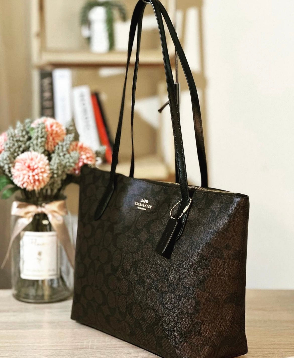Coach Zip Top Tote Bag In Signature Canvas