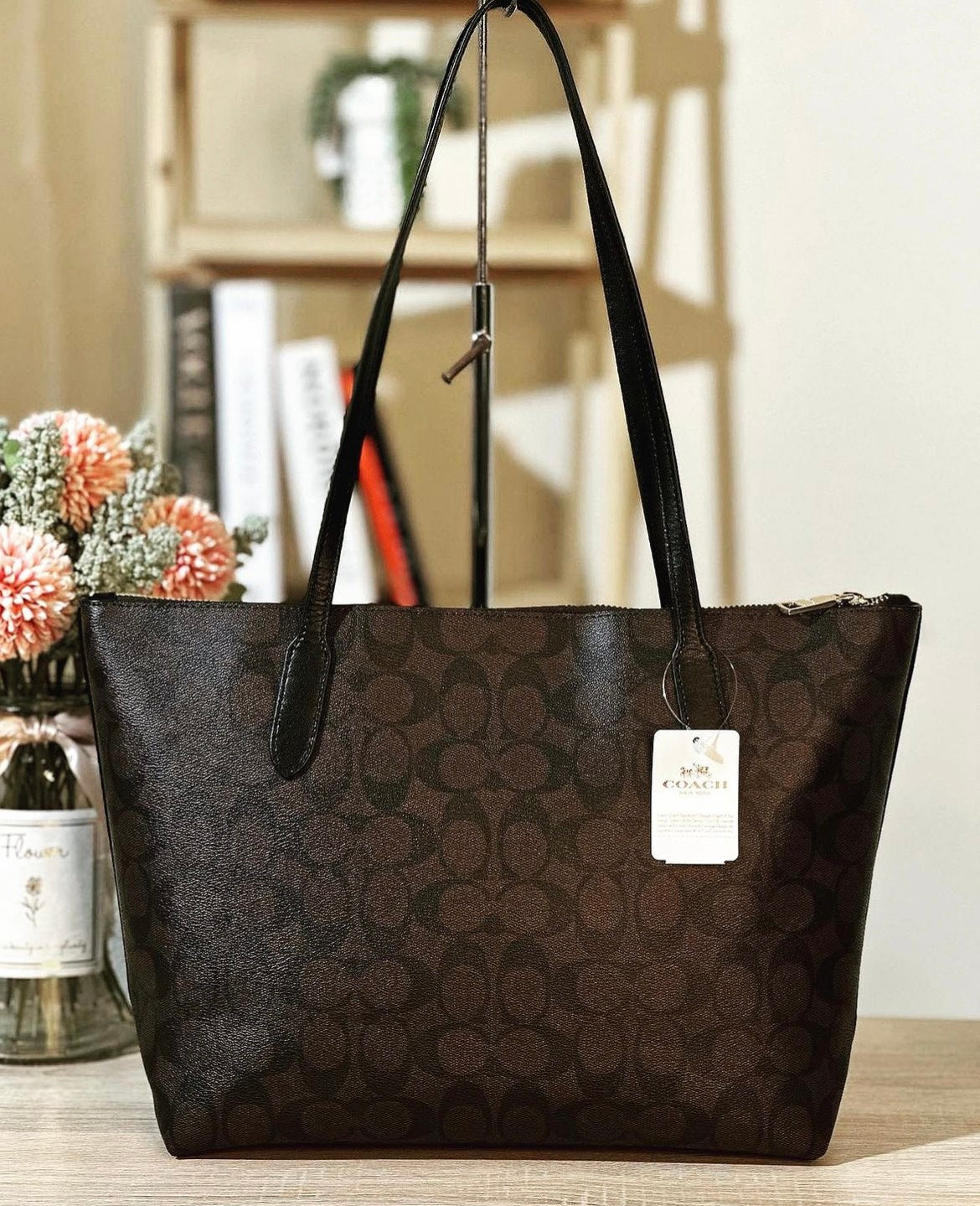 Coach Zip Top Tote Bag In Signature Canvas