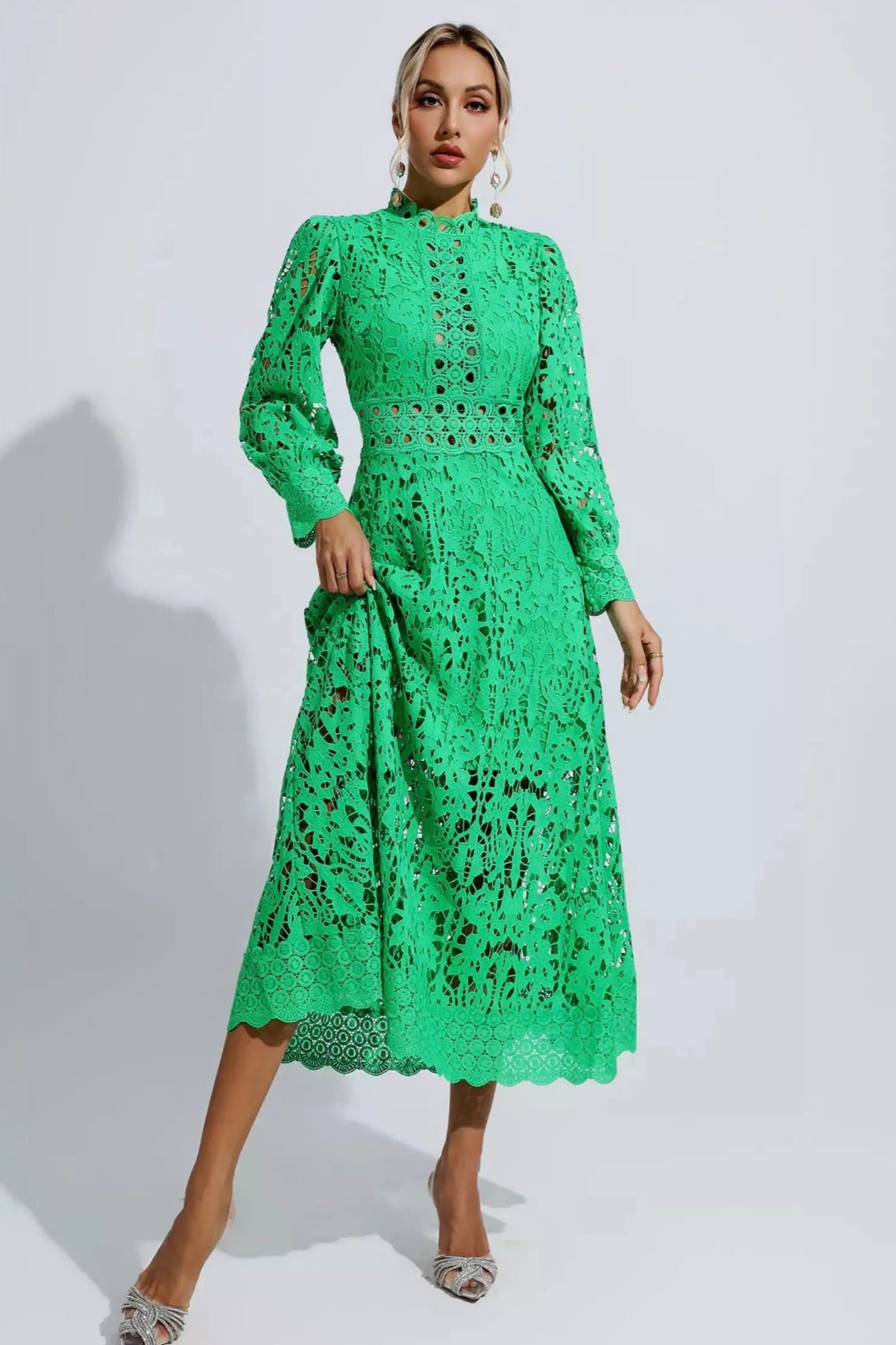 Bella Barnett Green Lace Maxi Dress