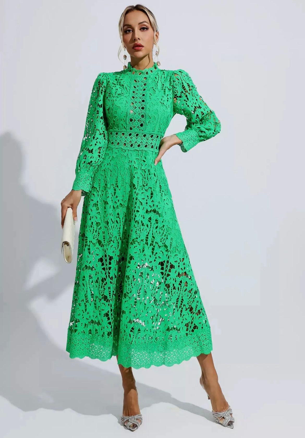 Bella Barnett Green Lace Maxi Dress