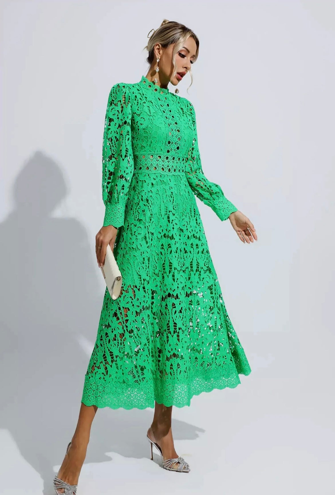 Bella Barnett Green Lace Maxi Dress
