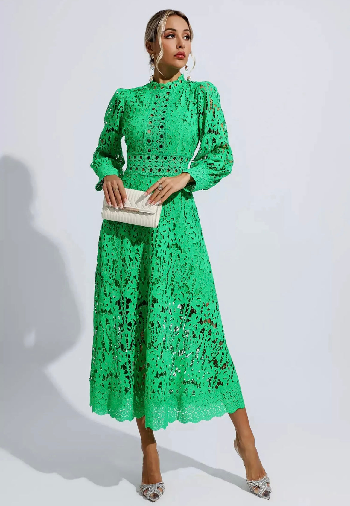 Bella Barnett Green Lace Maxi Dress