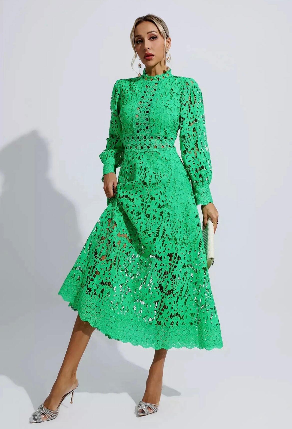 Bella Barnett Green Lace Maxi Dress