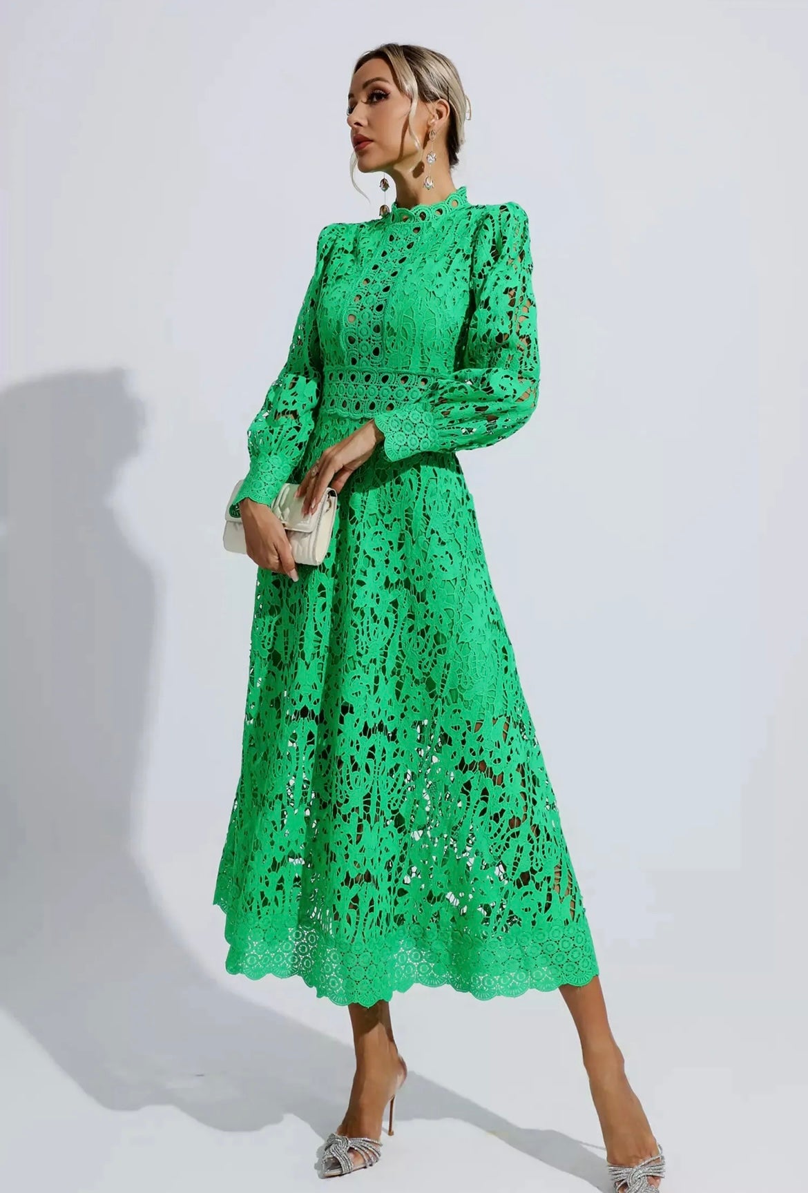 Bella Barnett Green Lace Maxi Dress
