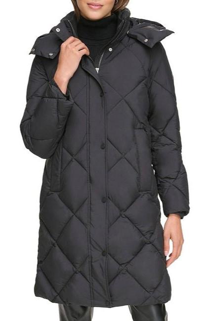 DKNY Diamond Quilted & Hooded Puffer Coat
