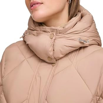 DKNY Diamond Quilted & Hooded Puffer Coat