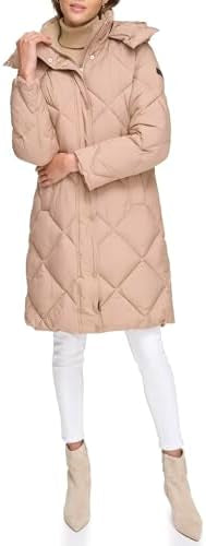 DKNY Diamond Quilted & Hooded Puffer Coat