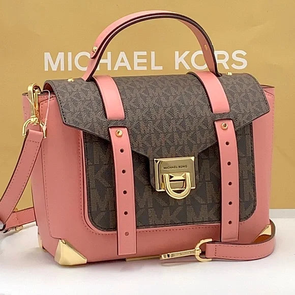 Michael Kors Manhattan Medium Leather and Logo Satchel